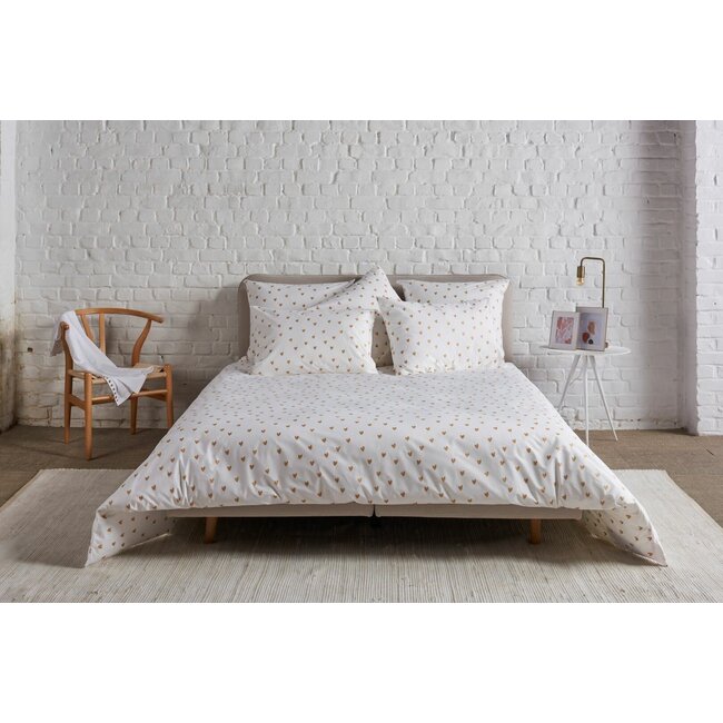 Dekbedovertrek + kussensloop flanel - golden hearts