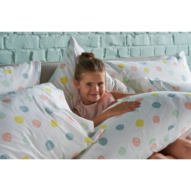 Dekbedovertrek + kussensloop flanel - smiley