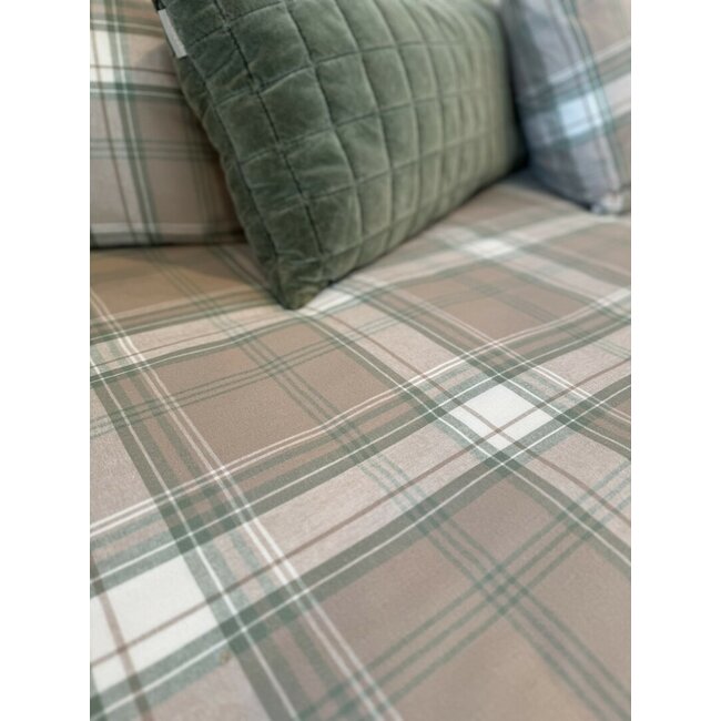 Dekbedovertrek + kussensloop flanel - courchevel green/beige