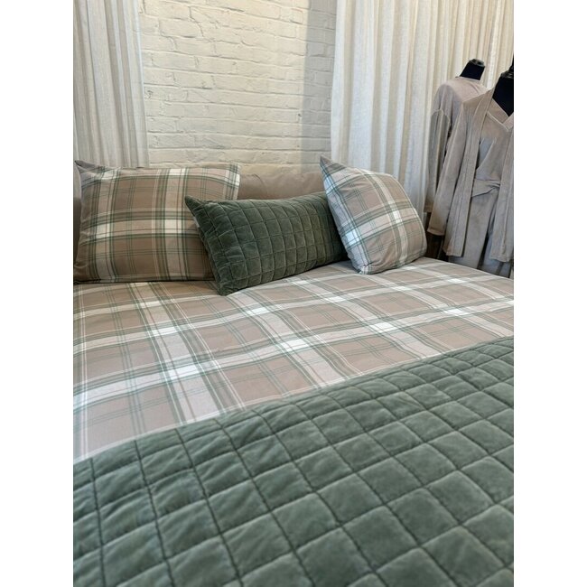Dekbedovertrek + kussensloop flanel - courchevel green/beige