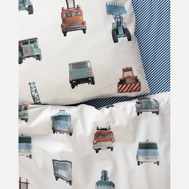 Hoeslaken streepjes nachtblauw