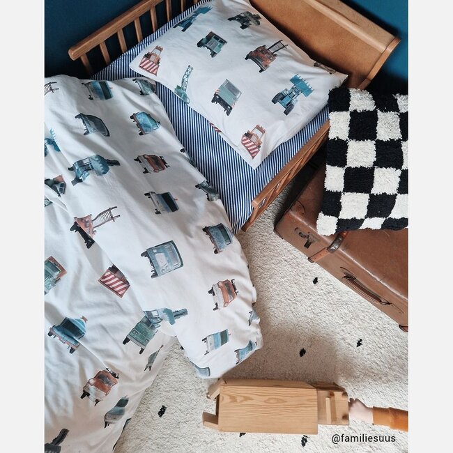 Werkauto dekbedovertrek lichtgrijs