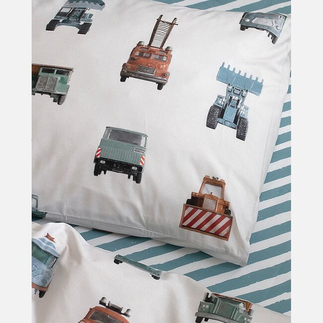 Werkauto dekbedovertrek lichtgrijs