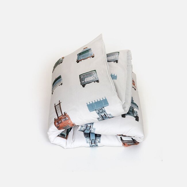 Werkauto dekbedovertrek lichtgrijs