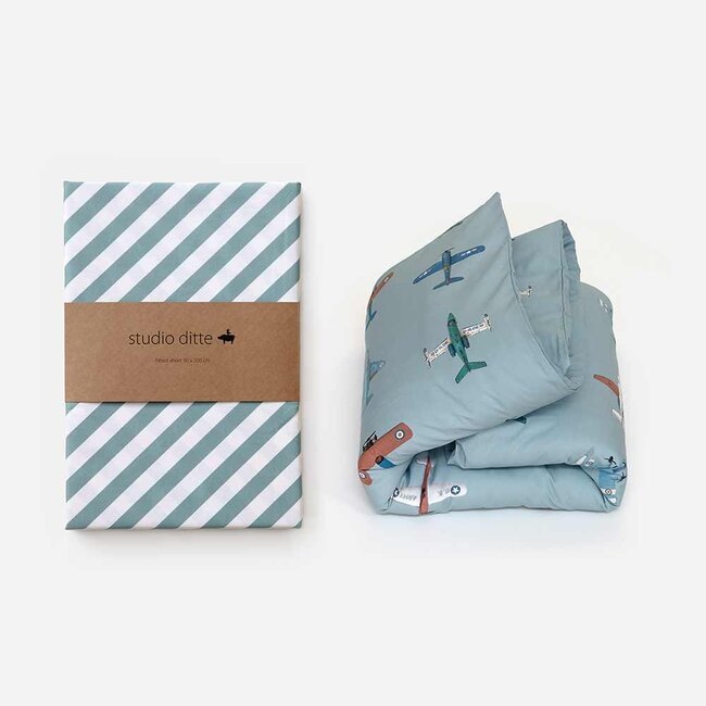 Vliegtuig dekbedovertrek lichtblauw