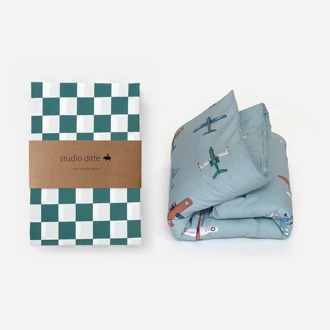 Vliegtuig dekbedovertrek lichtblauw