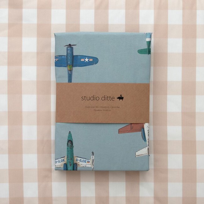 Vliegtuig dekbedovertrek lichtblauw