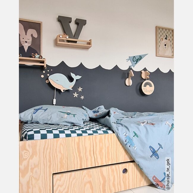 Vliegtuig dekbedovertrek lichtblauw