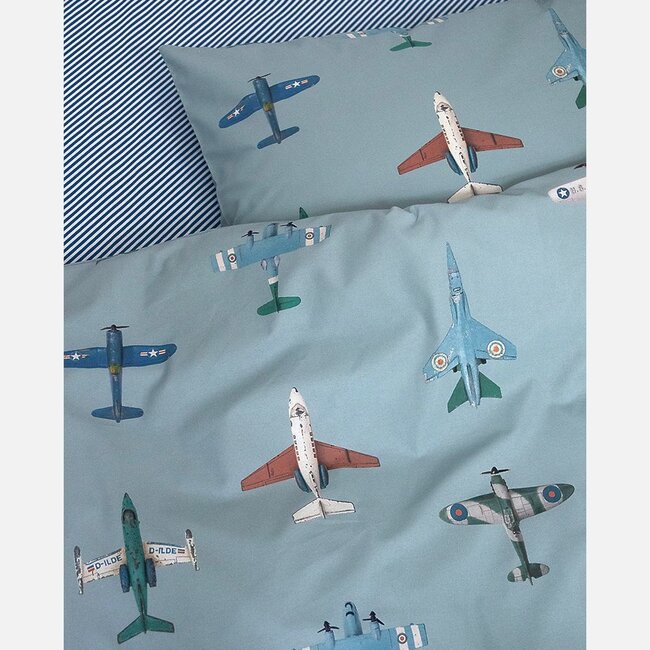 Vliegtuig dekbedovertrek lichtblauw