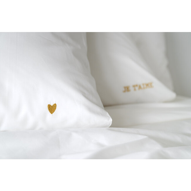Je t'aime dekbedovertrek gold + kussensloop percal katoen