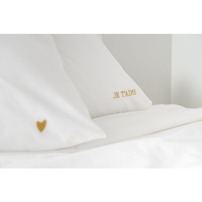 Je t'aime dekbedovertrek gold + kussensloop percal katoen