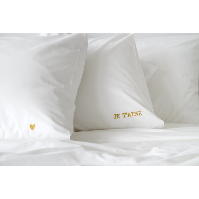 Je t'aime dekbedovertrek gold + kussensloop percal katoen