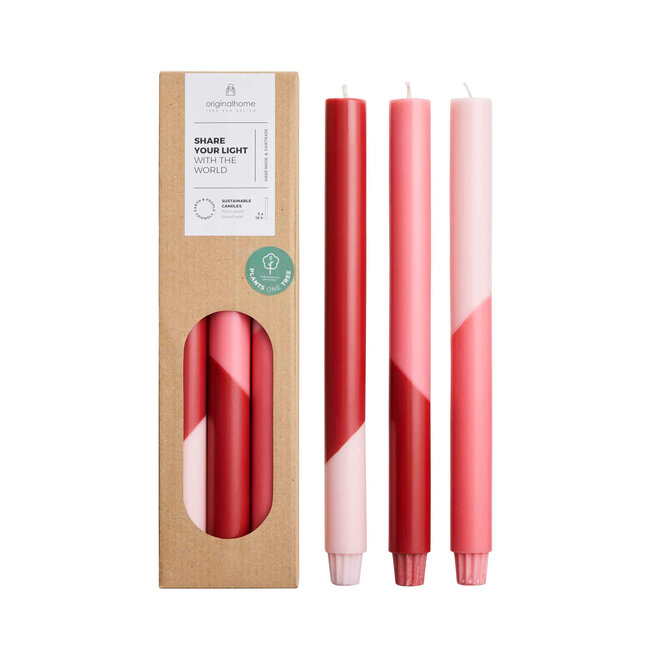 Diagonal candles long 30cm - love