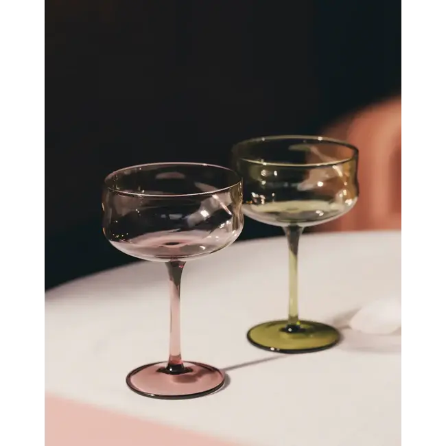 Swirl glas coupe glass - moss