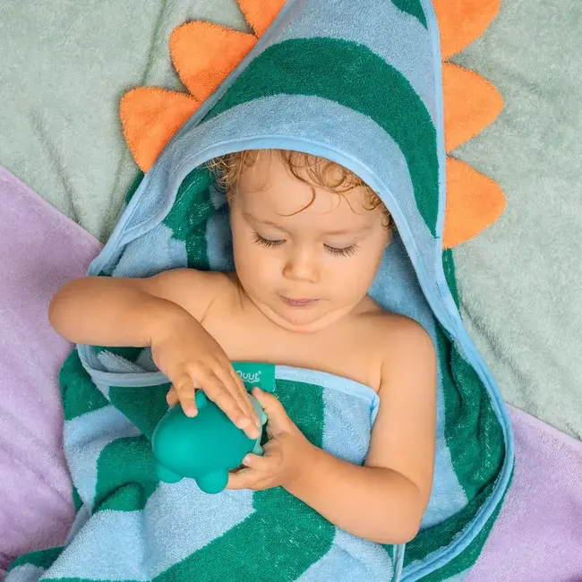 Cotton hooded towel 75x75 cm - dino