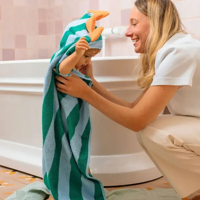 Cotton hooded towel 75x75 cm - dino