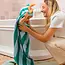 Cotton hooded towel 75x75 cm - dino