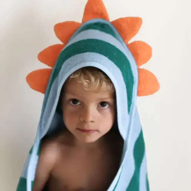 Cotton hooded towel 75x75 cm - dino