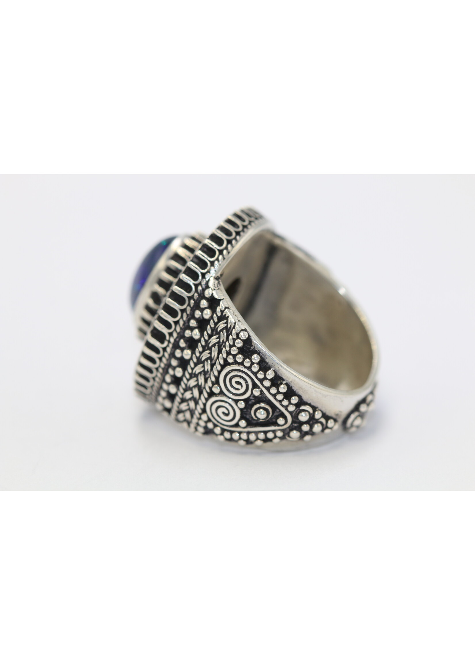 925 silver ring set with natural black Opal
