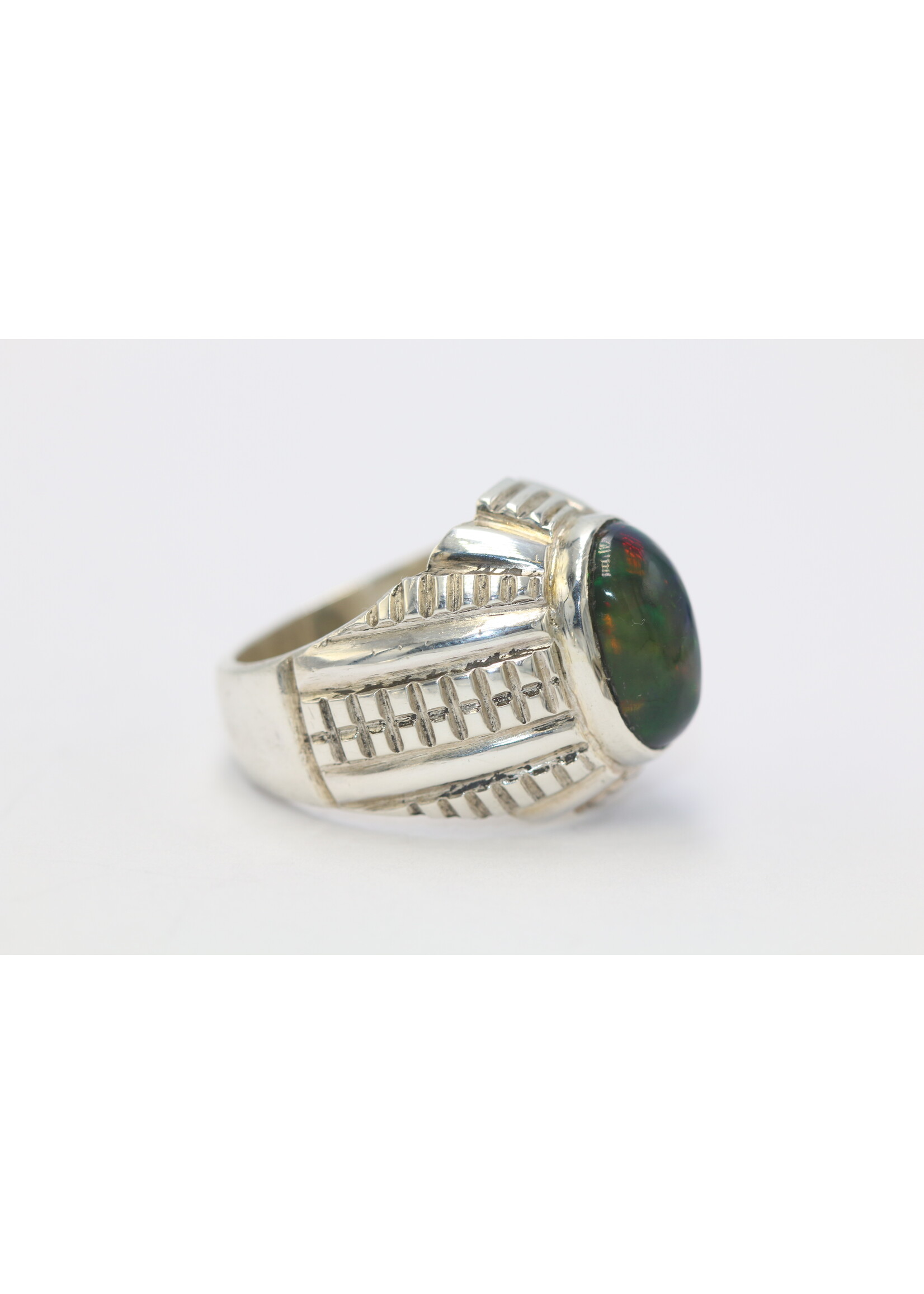 925 zilver ring bezet met natuurlijke zwarte Opaal