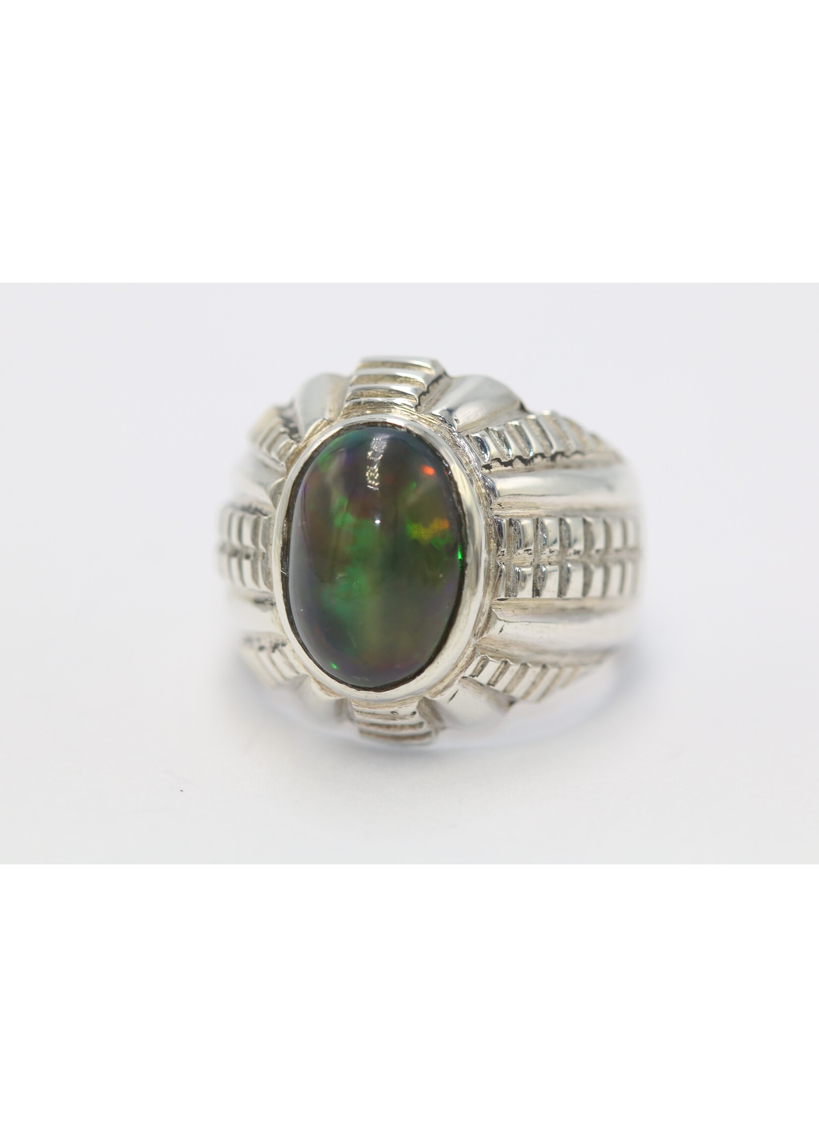 925 zilver ring bezet met natuurlijke zwarte Opaal