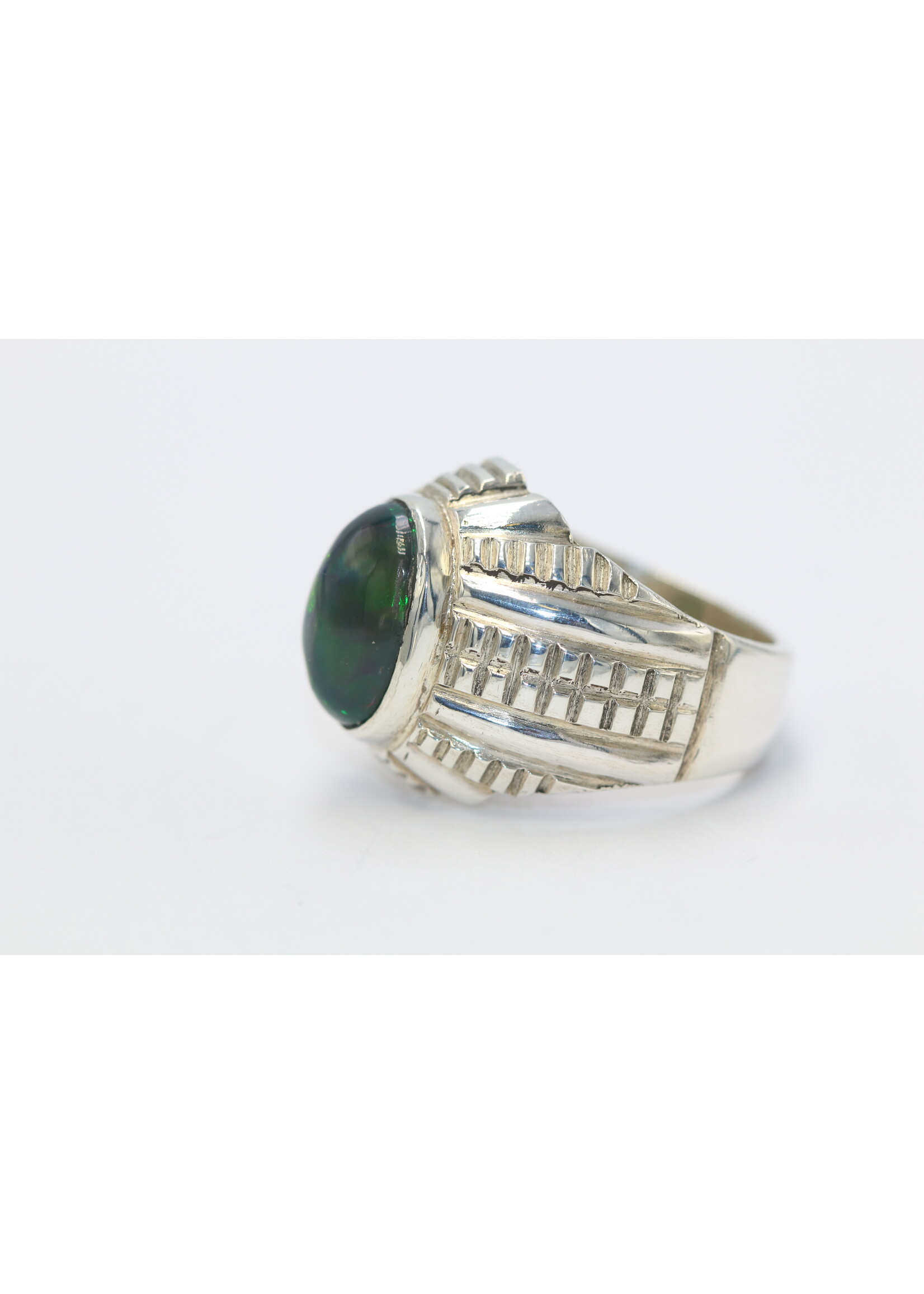 925 zilver ring bezet met natuurlijke zwarte Opaal