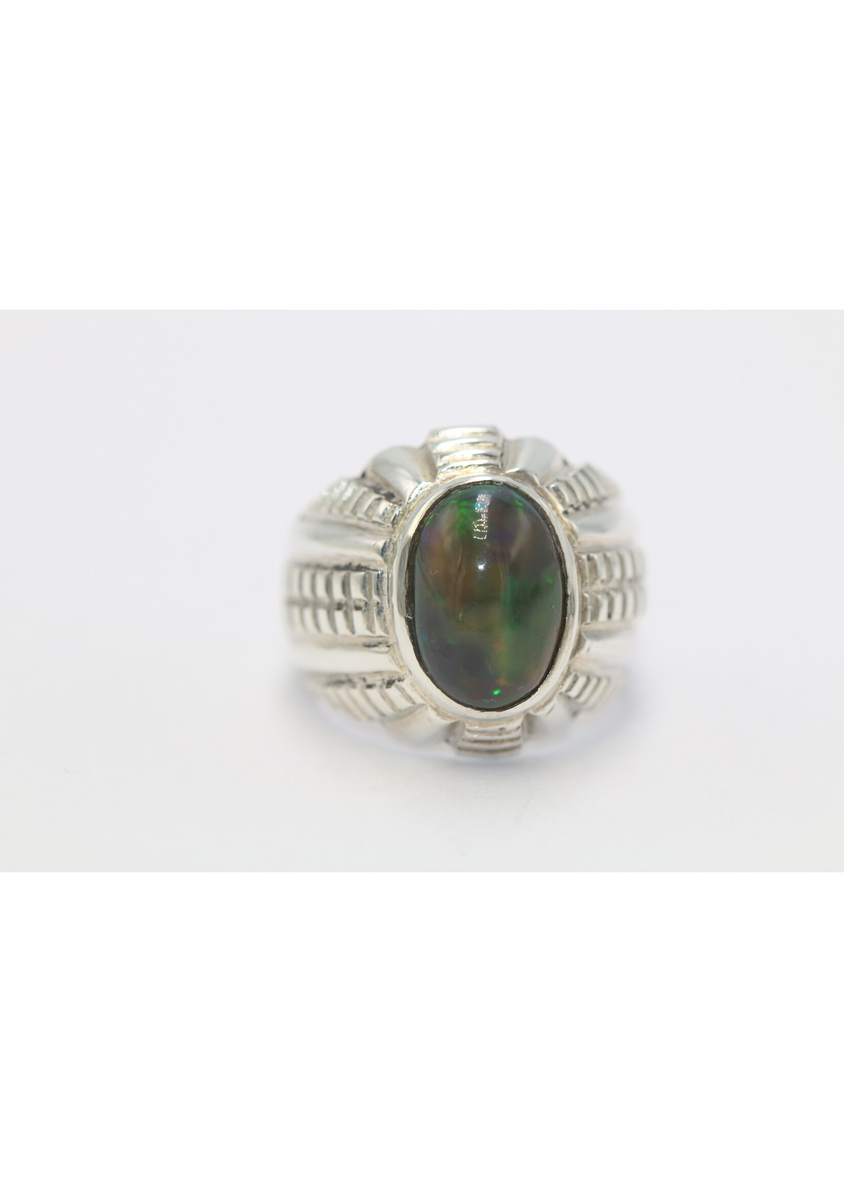 925 zilver ring bezet met natuurlijke zwarte Opaal