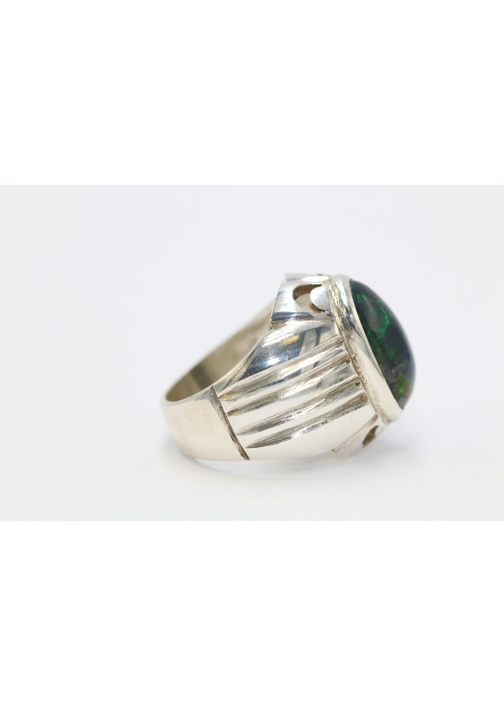 925 zilver ring bezet met natuurlijke zwarte Opaal