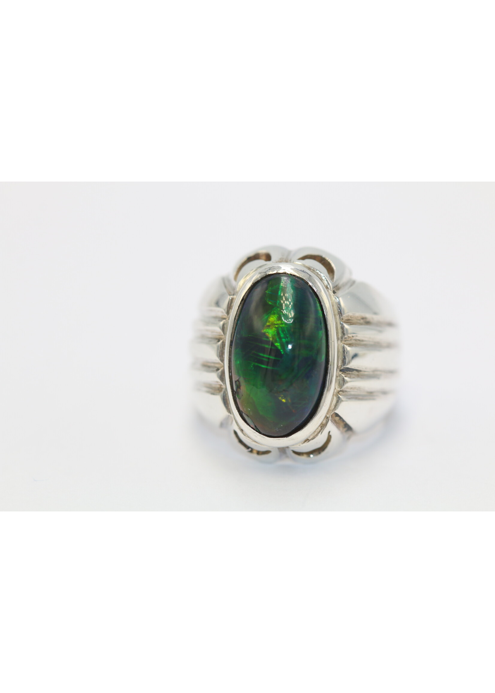 925 zilver ring bezet met natuurlijke zwarte Opaal