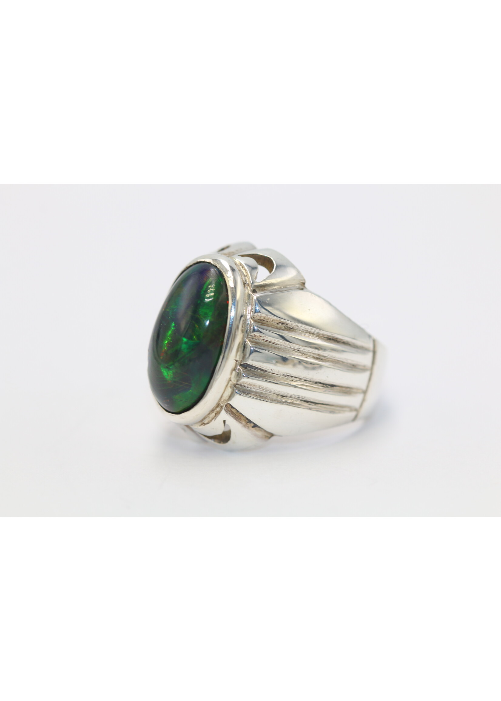 925 zilver ring bezet met natuurlijke zwarte Opaal