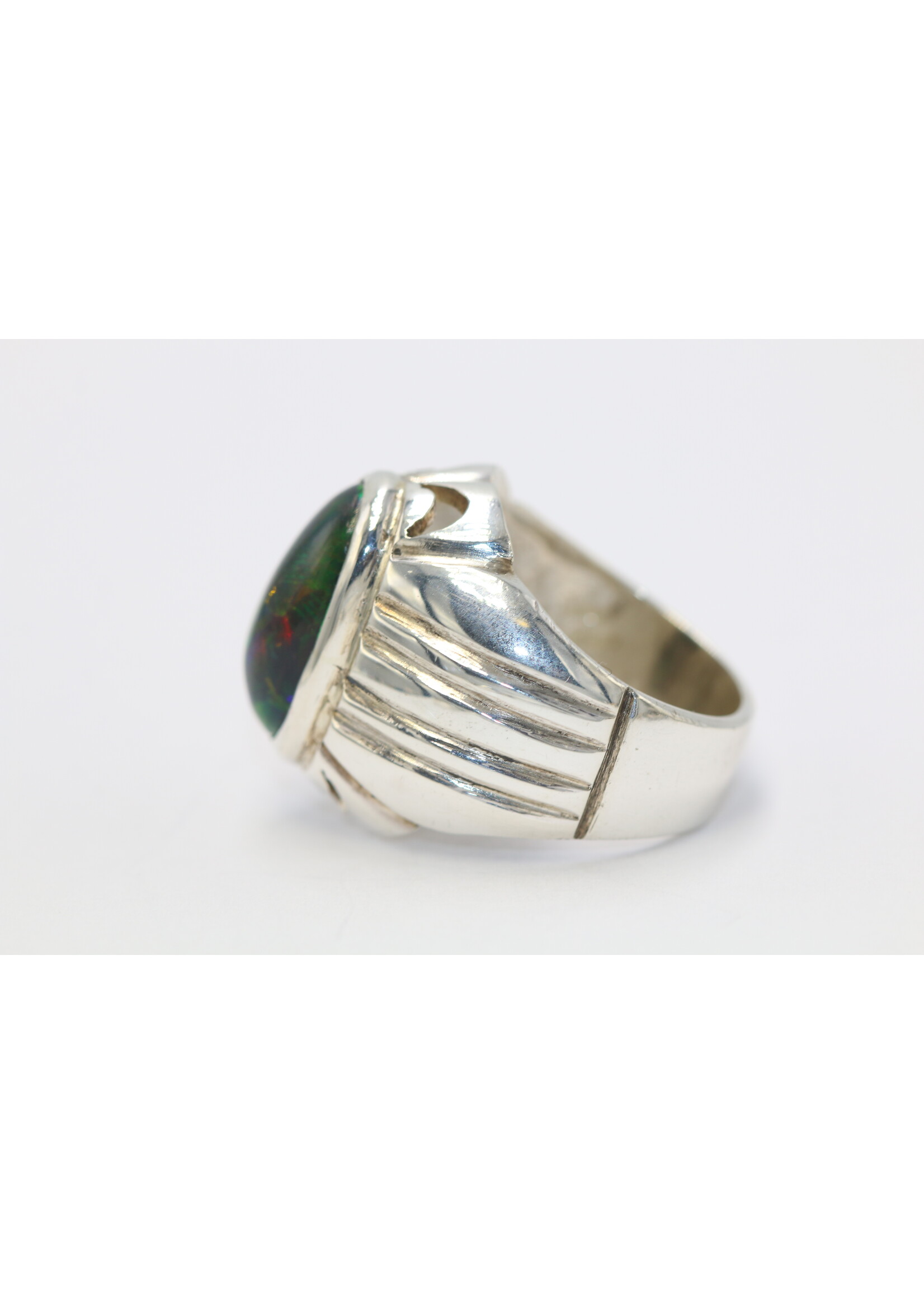 925 zilver ring bezet met natuurlijke zwarte Opaal