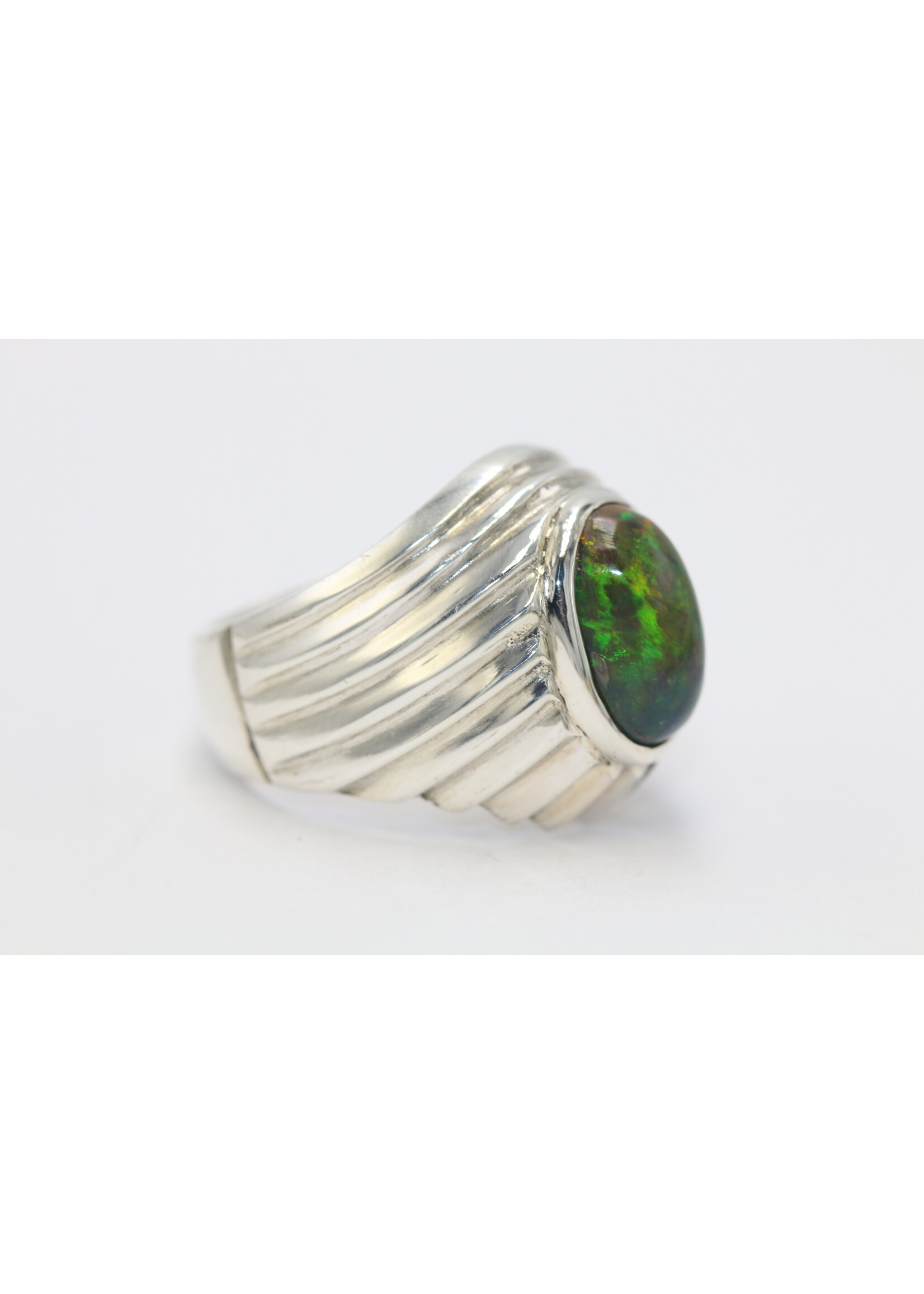 925 zilver ring bezet met natuurlijke zwarte Opaal
