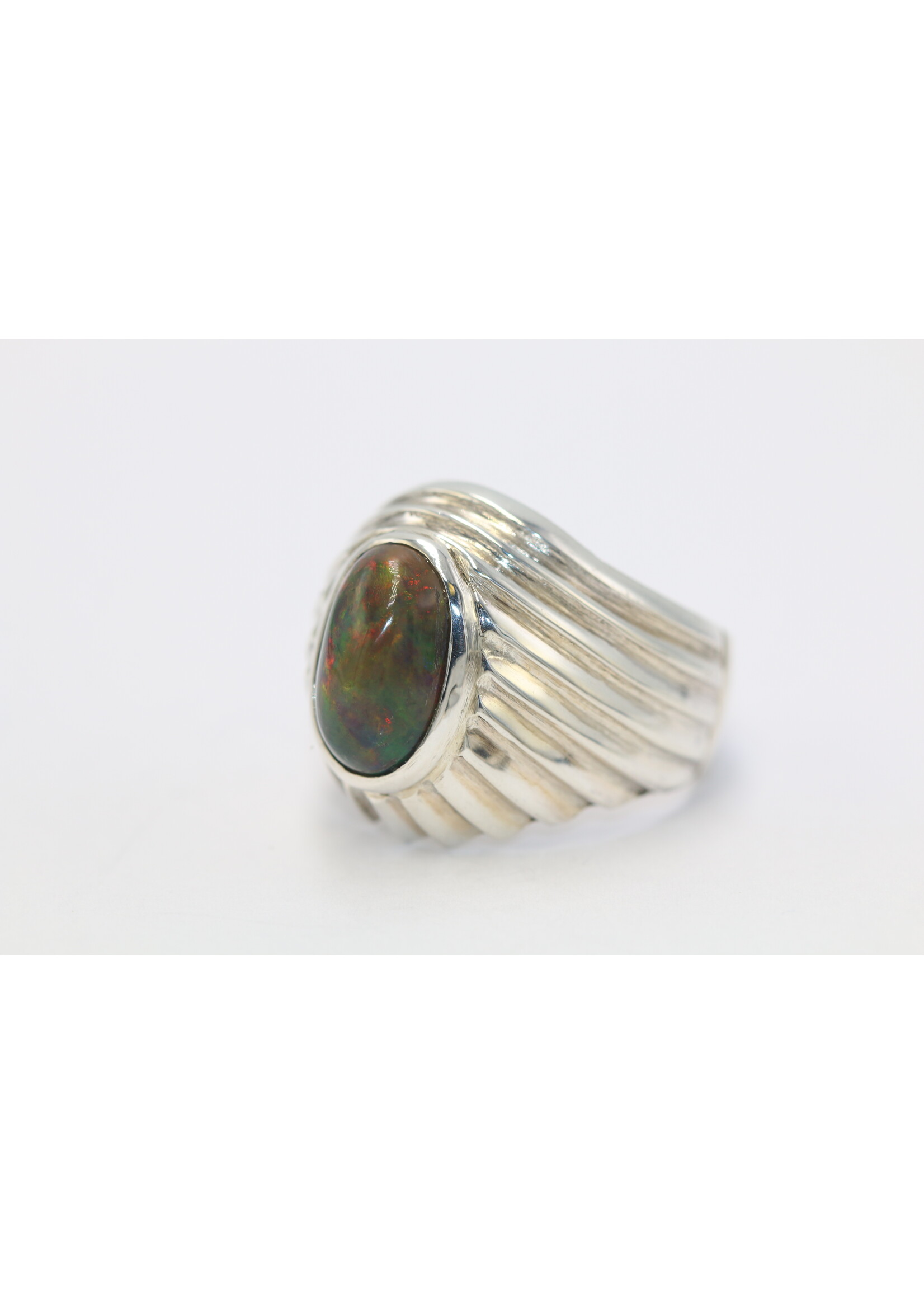 925 zilver ring bezet met natuurlijke zwarte Opaal