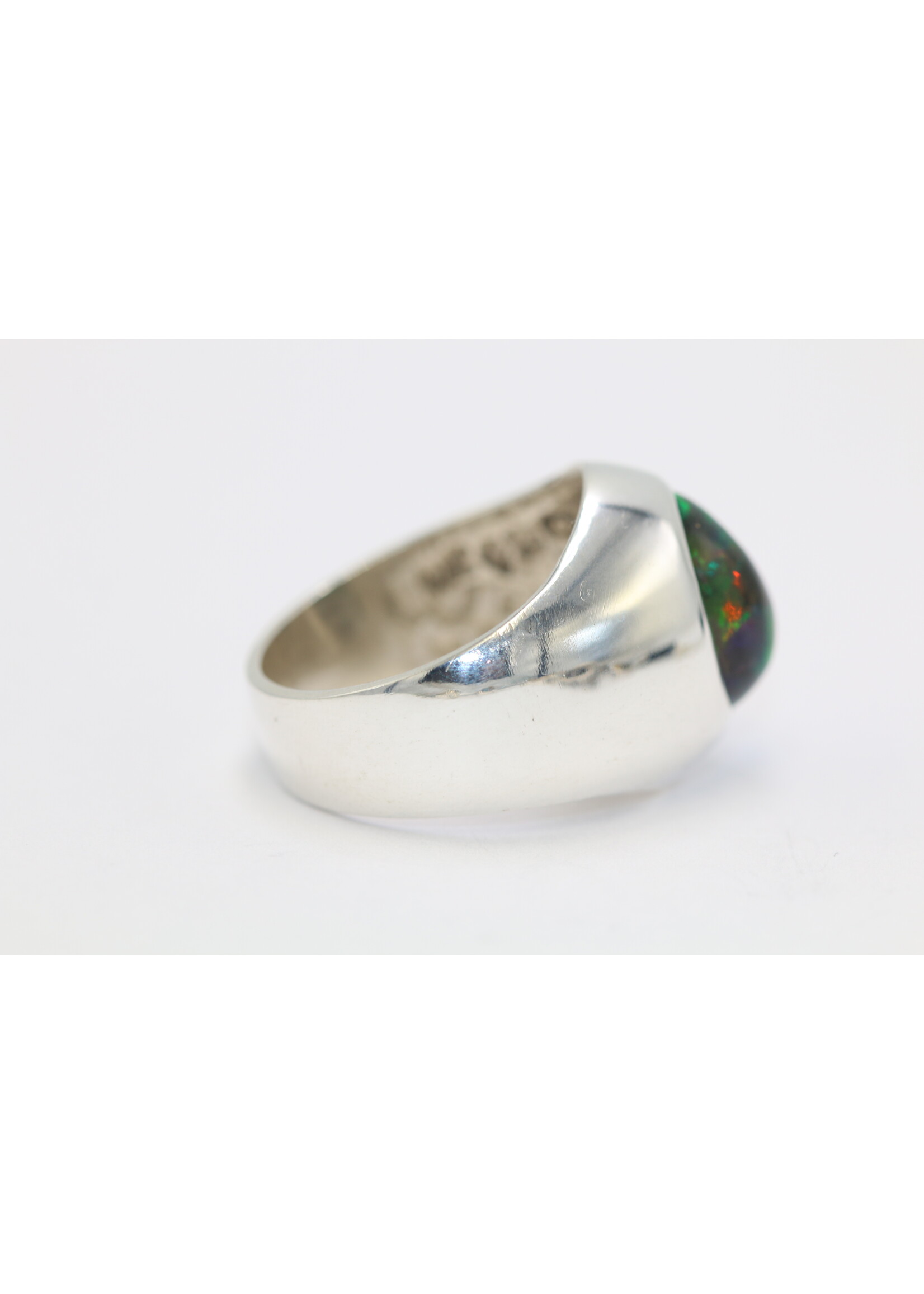 925 zilver ring bezet met natuurlijke zwarte Opaal