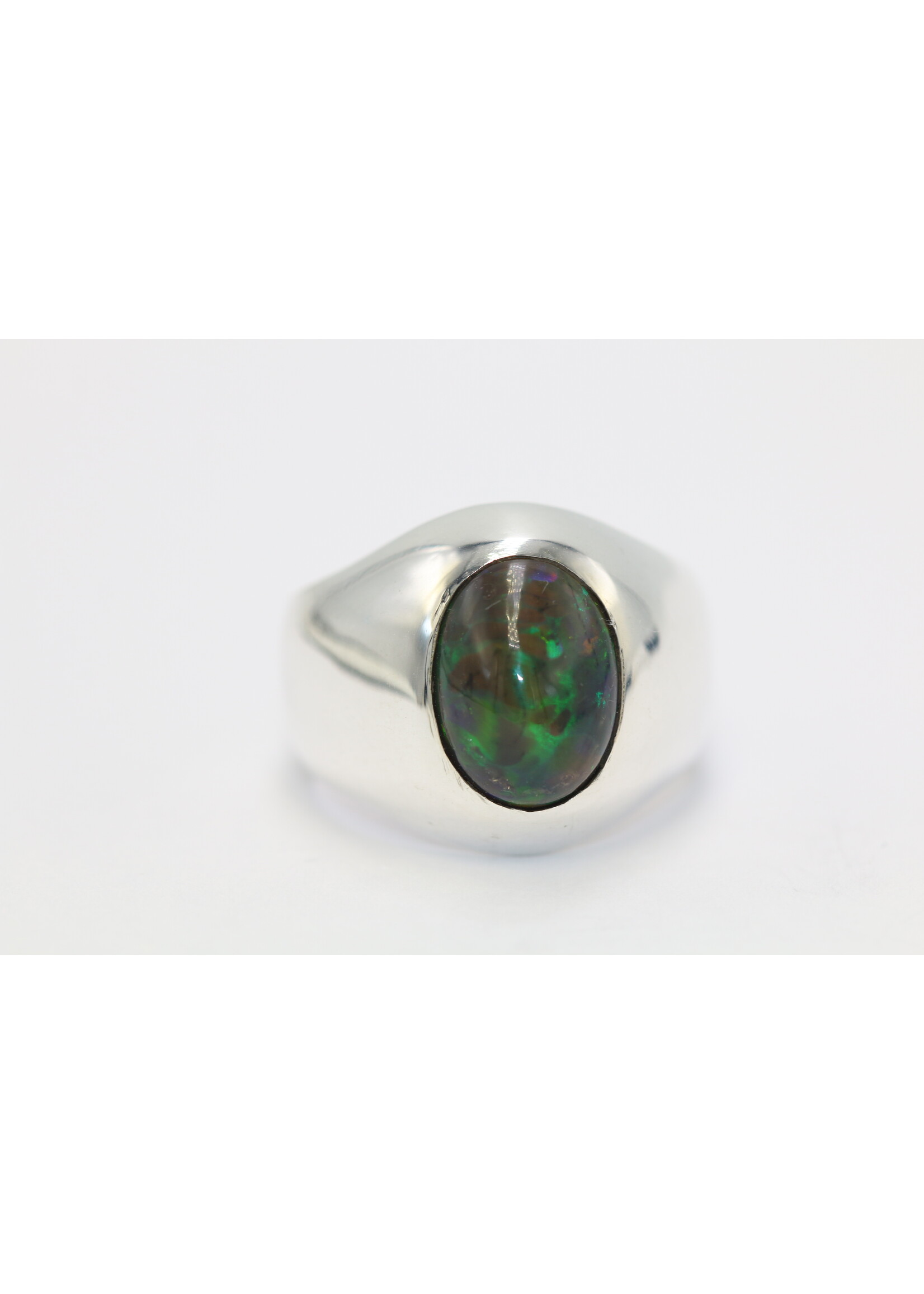 925 silver ring set with natural black Opal