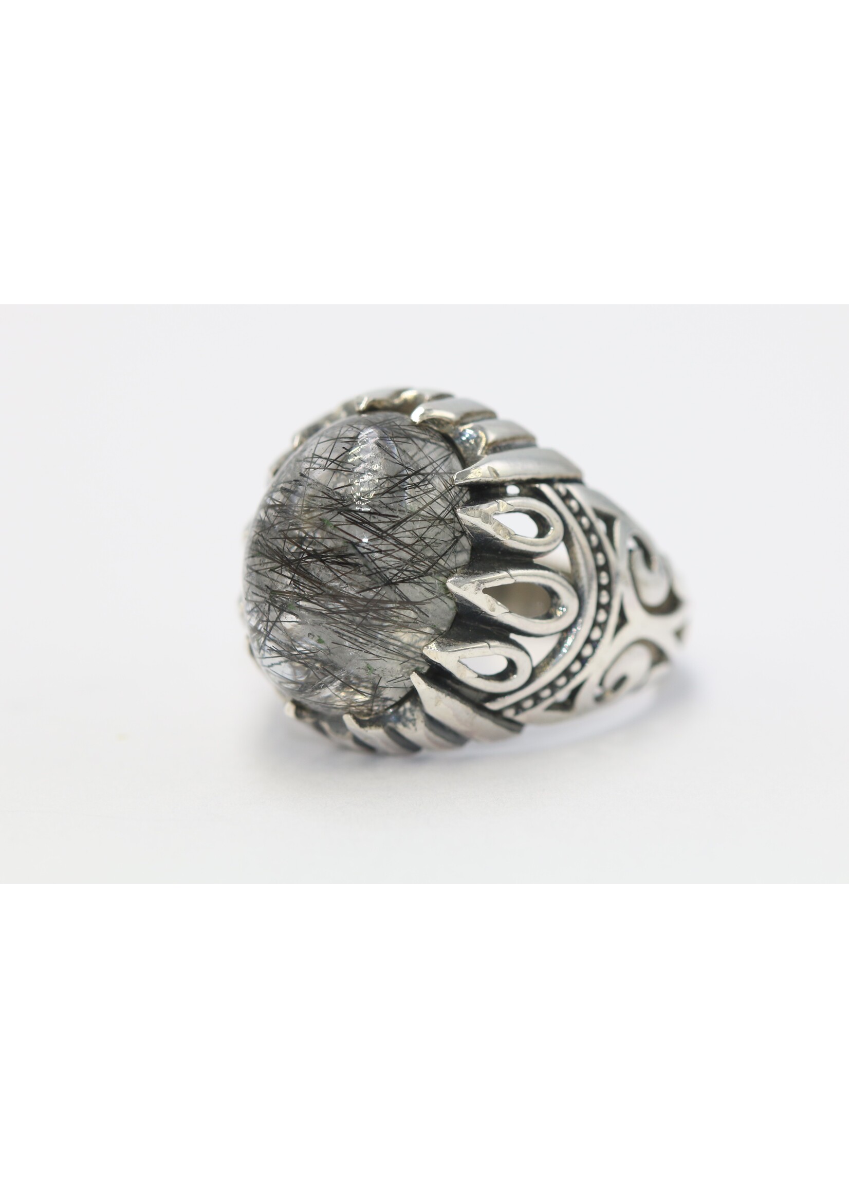 Bague en argent 925 sertie de quartz rutilé naturel