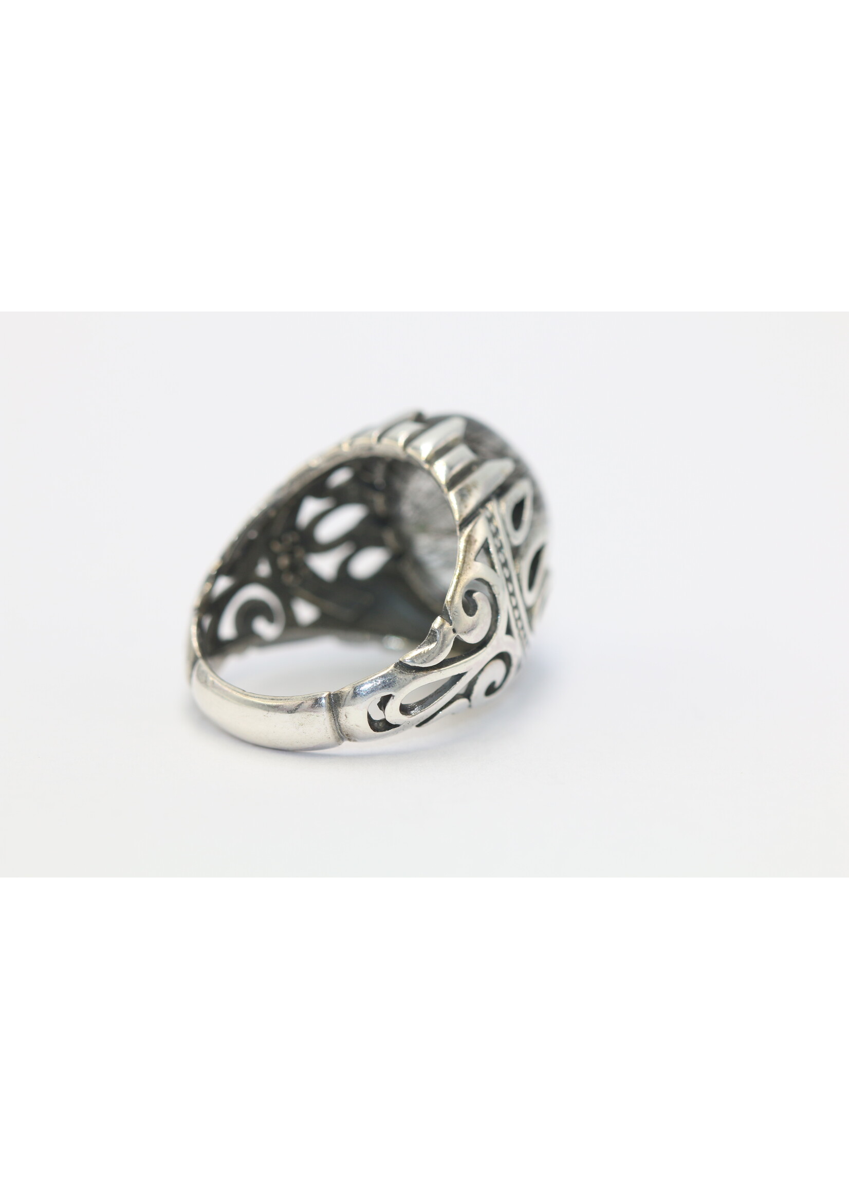 Bague en argent 925 sertie de quartz rutilé naturel