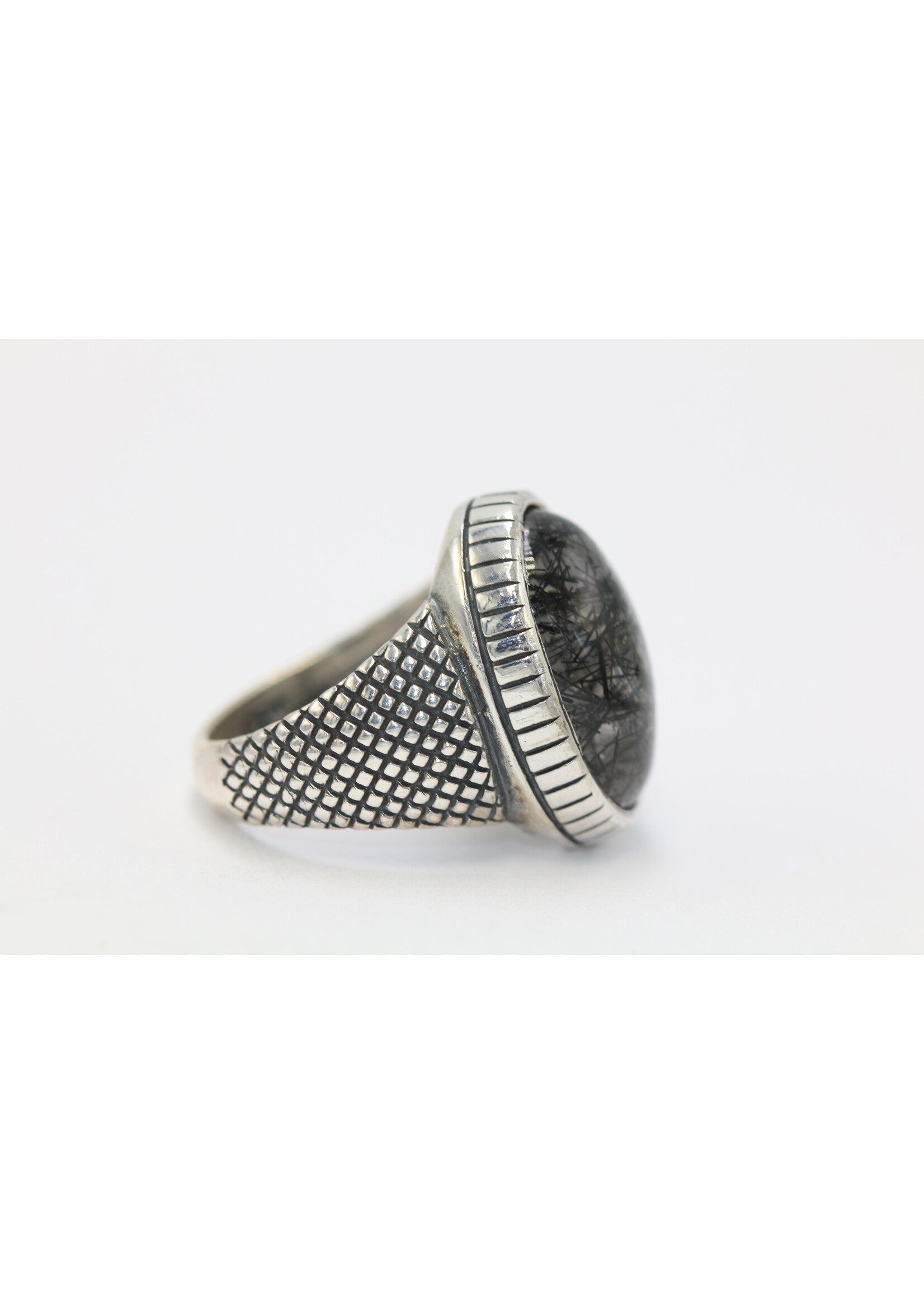 Bague en argent 925 sertie de quartz rutilé naturel