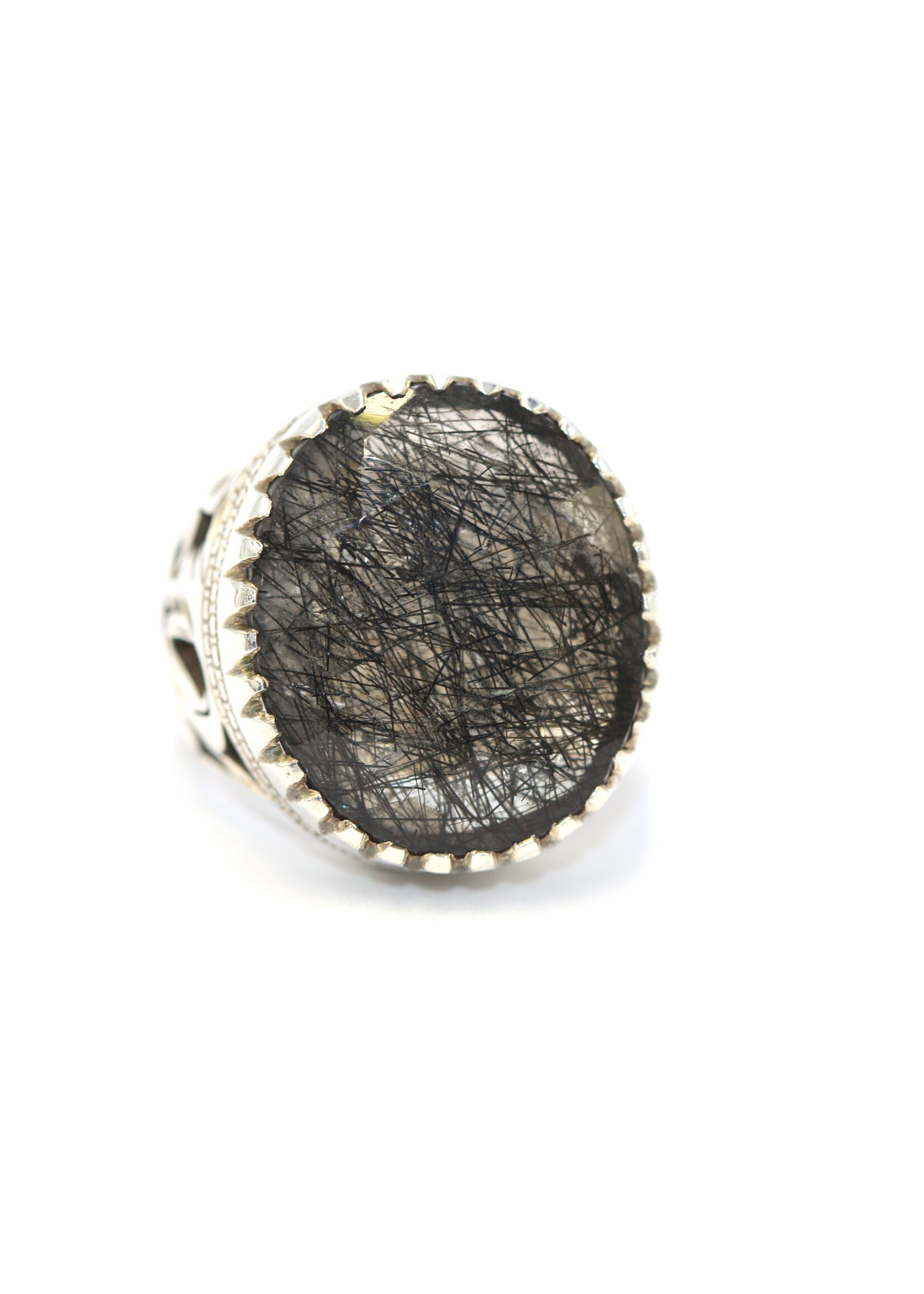 925 silver ring set with natural Rutilated Quartz
