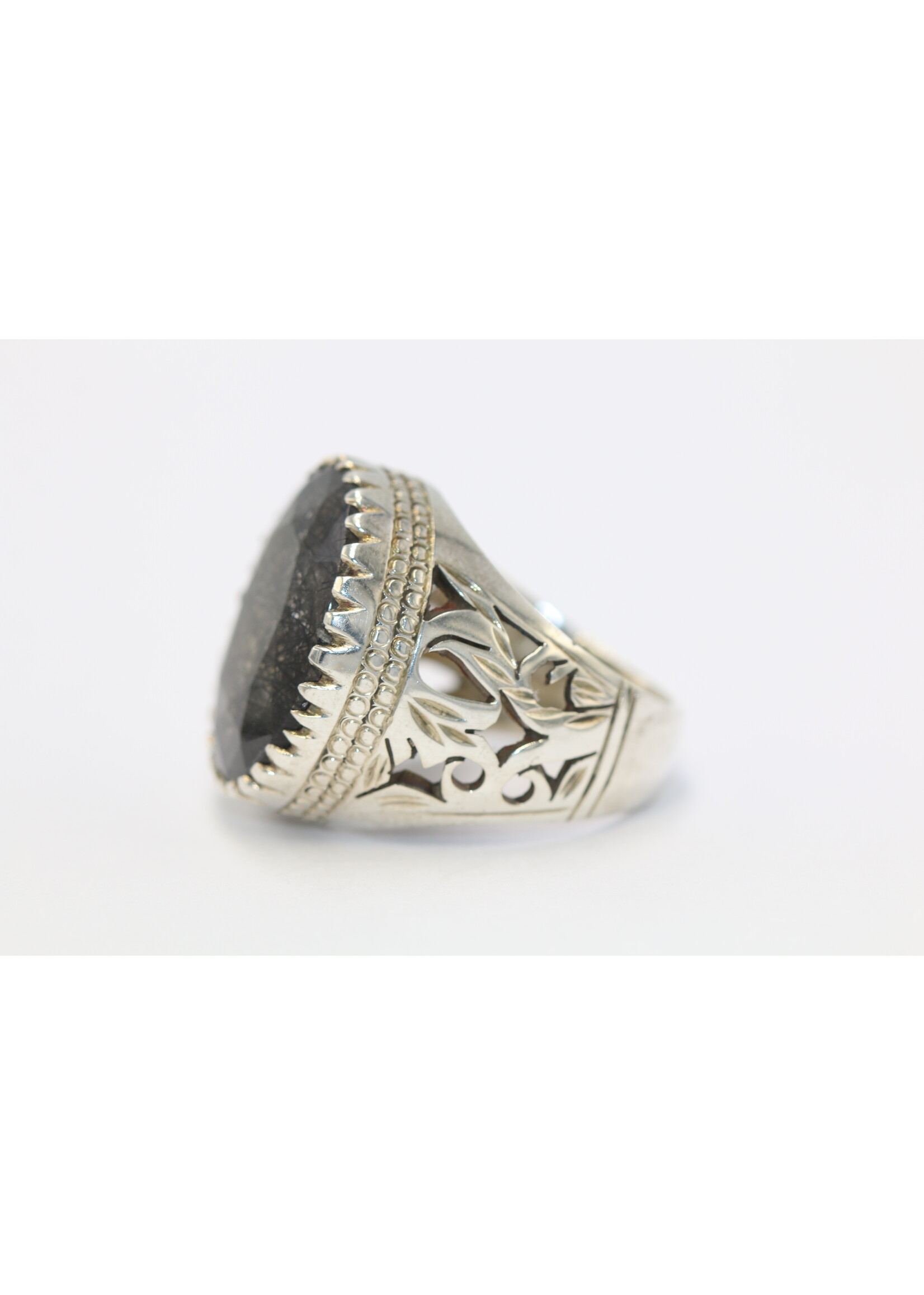 925 silver ring set with natural Rutilated Quartz