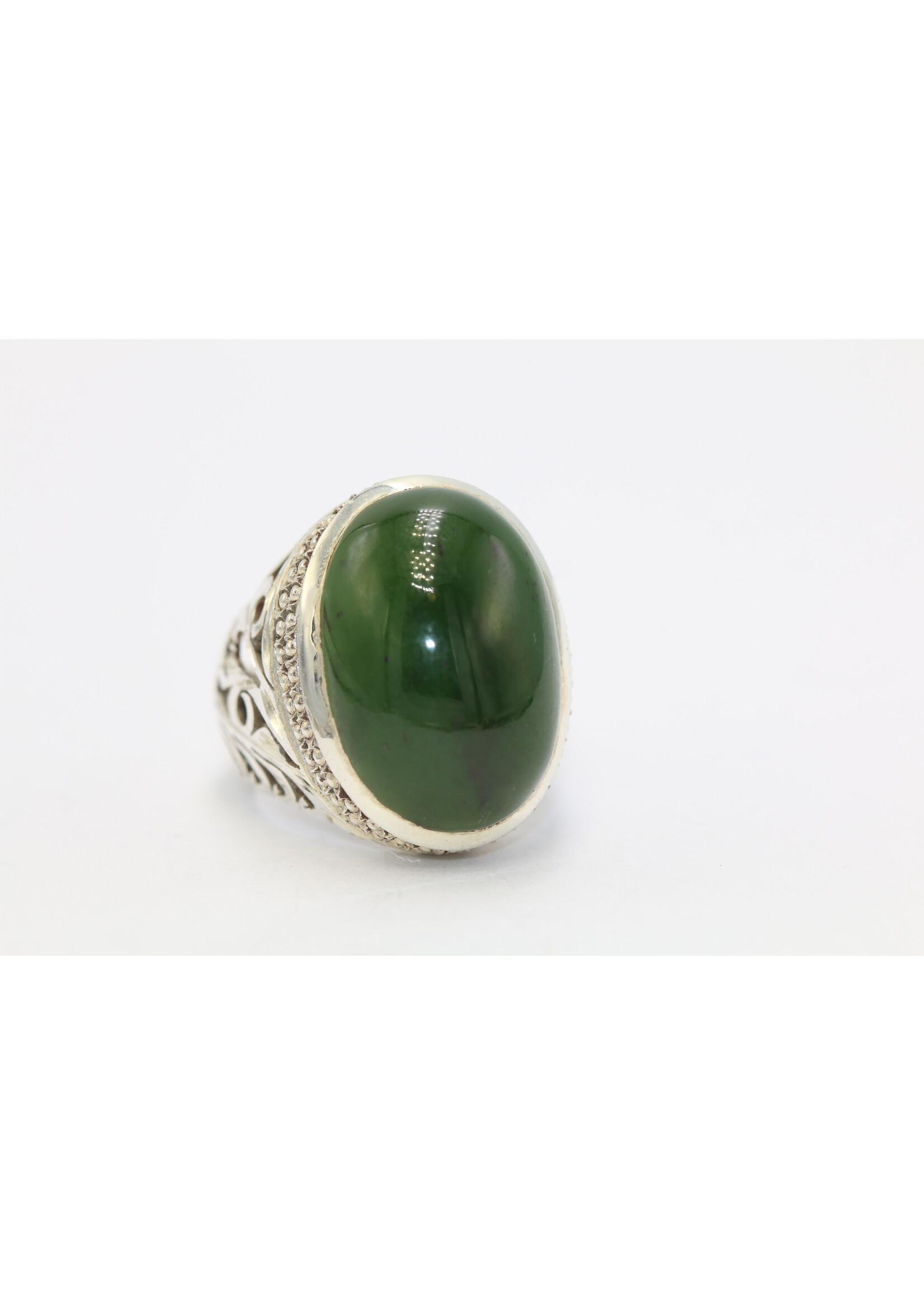 925 silver ring set with natural Jade