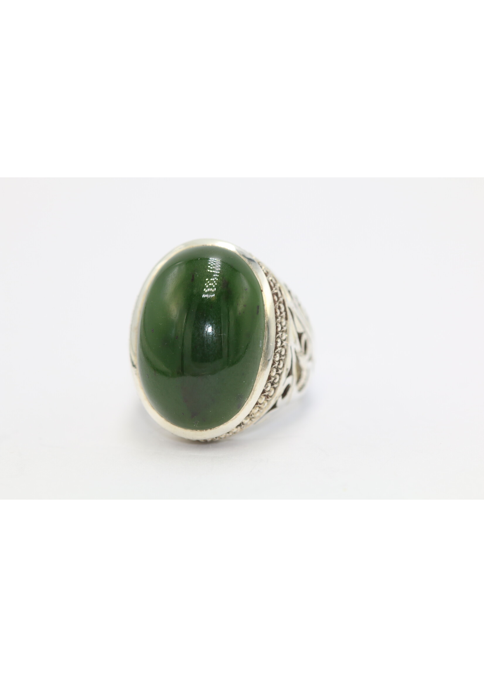 925 silver ring set with natural Jade