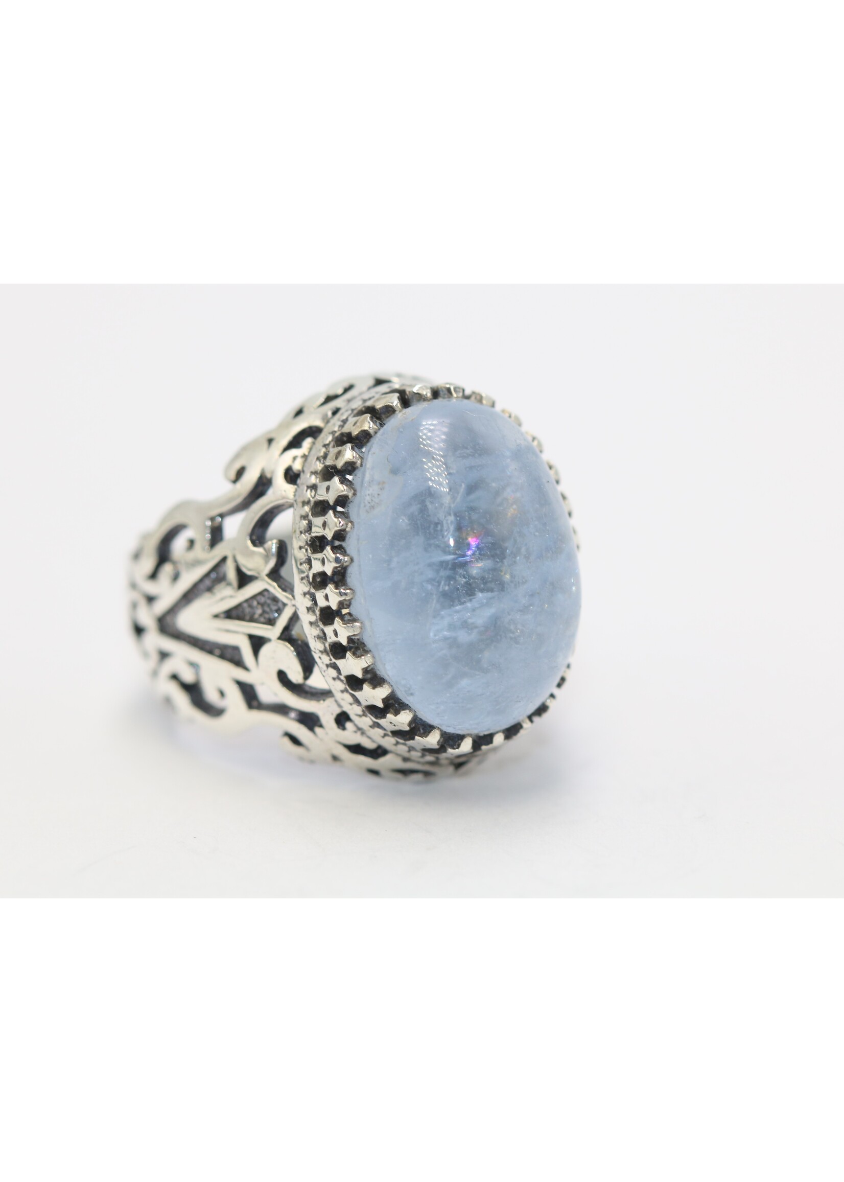 925 silver ring set with natural Aquamarine
