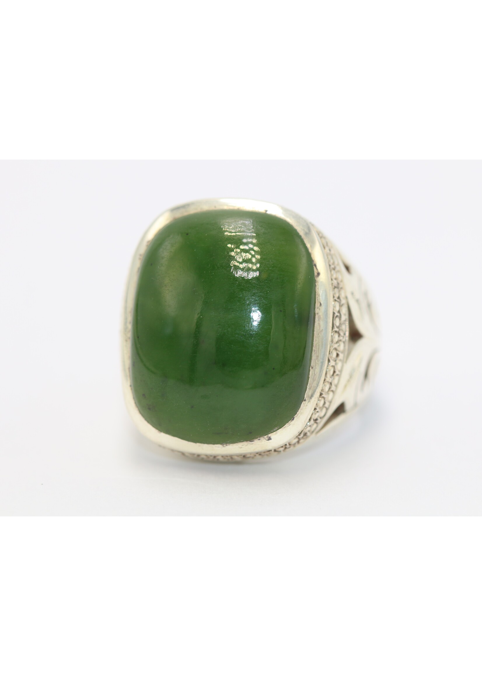 925 silver ring set with natural Jade
