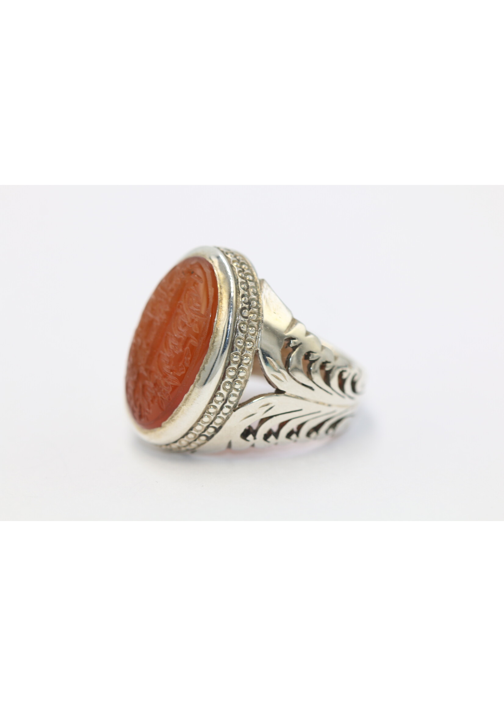 Bague en argent 925 sertie de cornaline naturelle