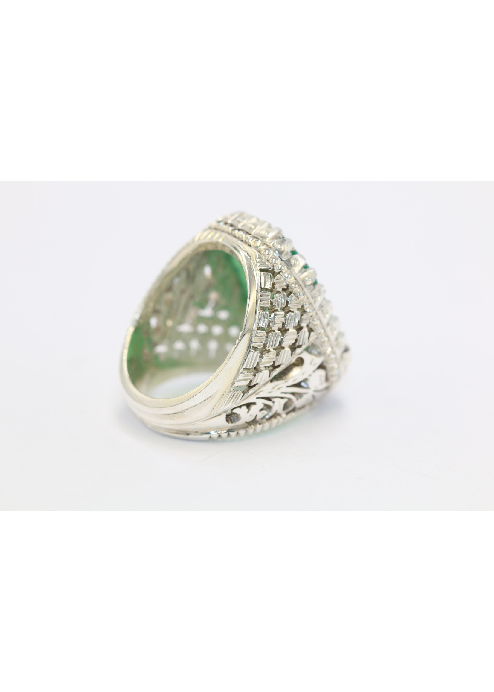 Bague en argent 925 sertie de cornaline verte naturelle