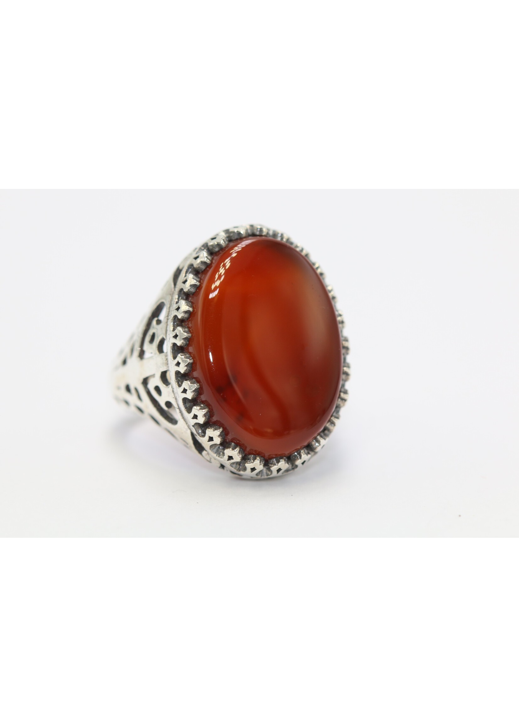 Bague en argent 925 sertie de Cornaline naturelle
