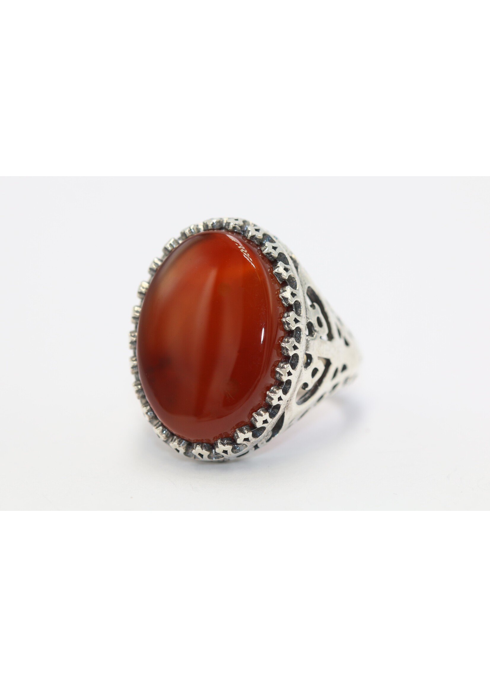 925 silver ring set with natural Carnelian