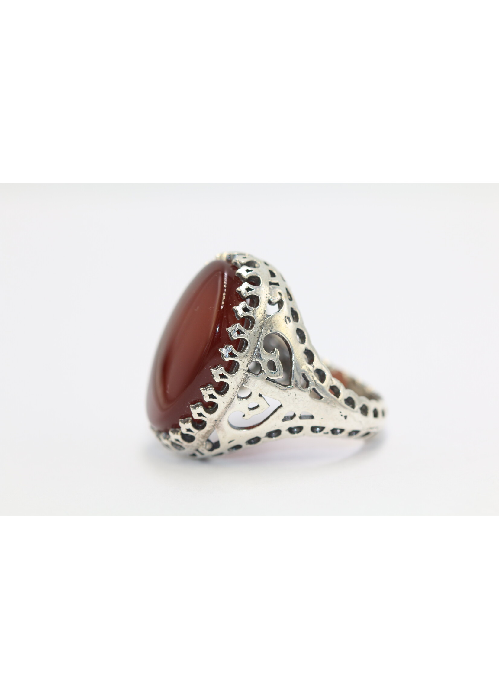 925 silver ring set with natural Carnelian