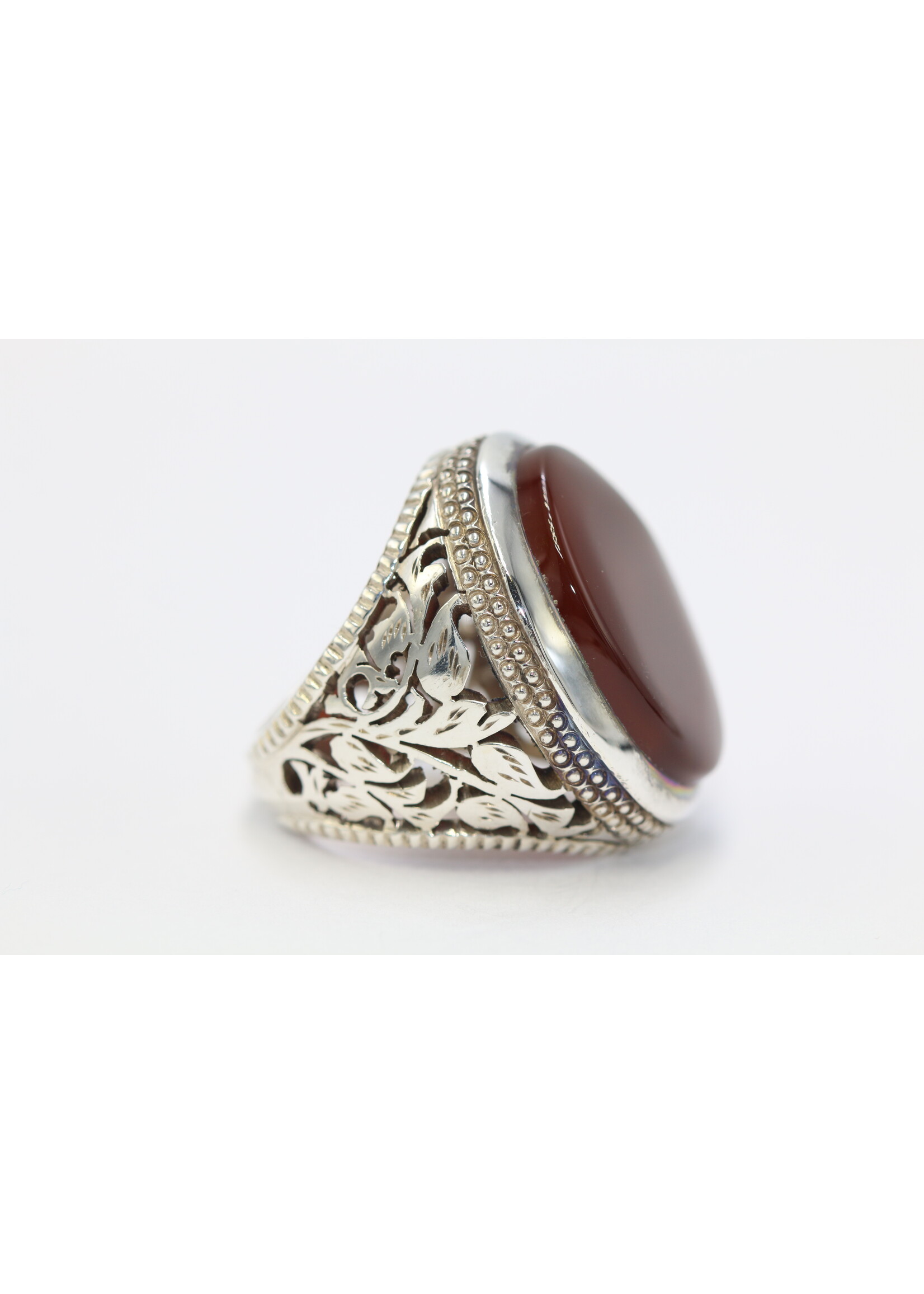 925 silver ring set with natural Carnelian
